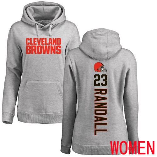 Cleveland Browns Damarious Randall Women Ash Jersey 23 NFL Football Backer Pullover Hoodie Sweatshirt